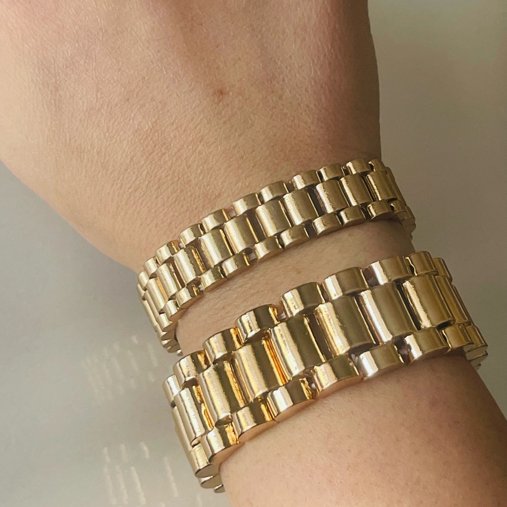 Bracelet Stack Gold watch band chunky bracelet stretchable bracelet set